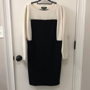 Lauren by Ralph Lauren Cream and Black Dress, Size 6